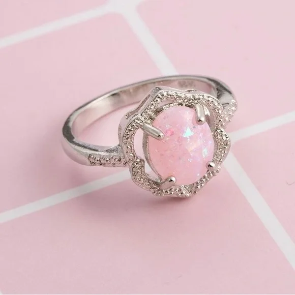 Pink Fire Opal Ring - Picture 1 of 4